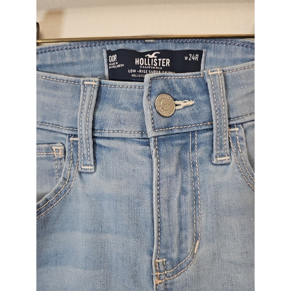 Hollister Jeans Women's Low Rise Super Skinny Distressed Size 00R - Picture 2 of 12